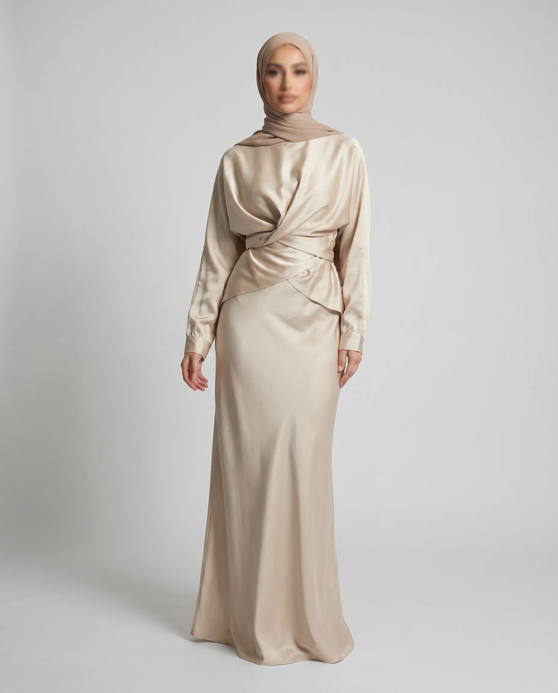 Golden White Abaya