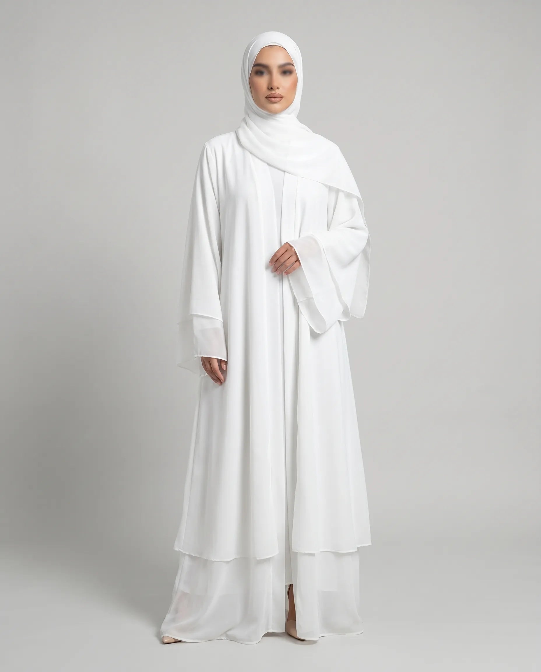 White Open Abaya