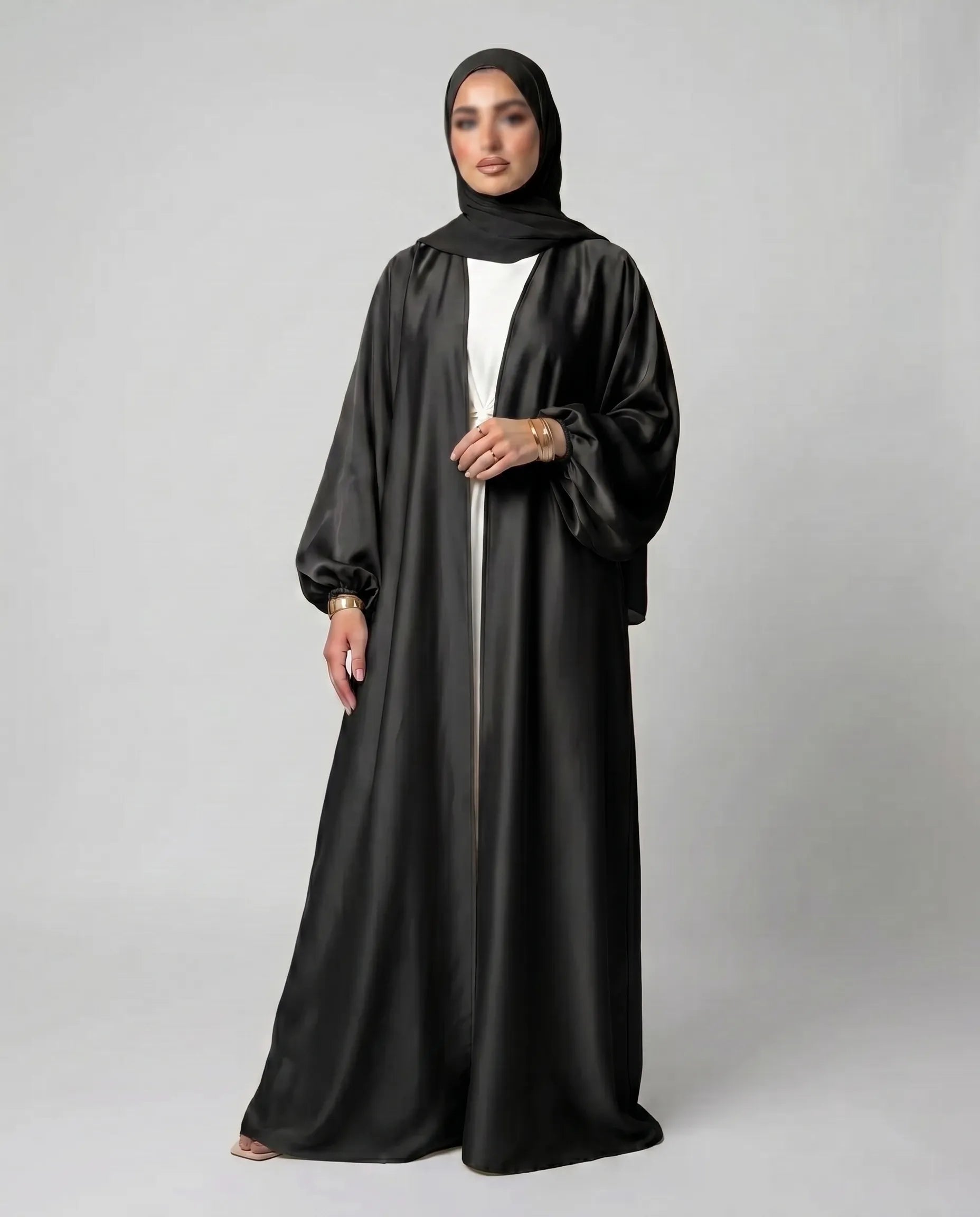 Balloon Sleeve Open Abaya