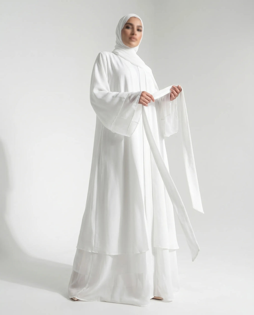 White Open Abaya