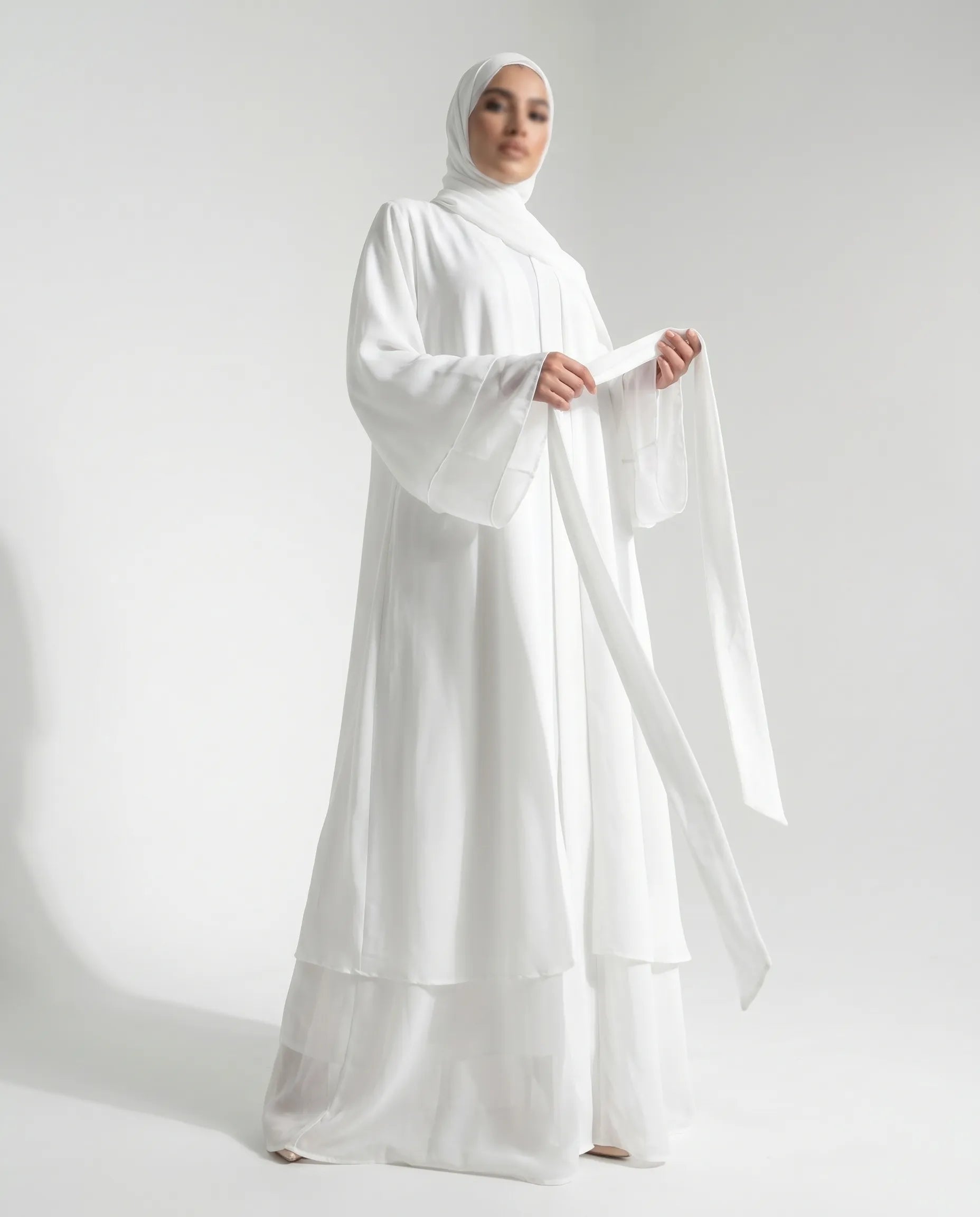White Open Abaya